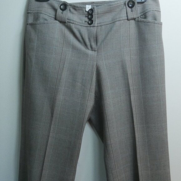 Ann Taylor LOFT Gray Plaid Dress Pants - Houndstooth Pattern - Women's Size 0P - Picture 8 of 13